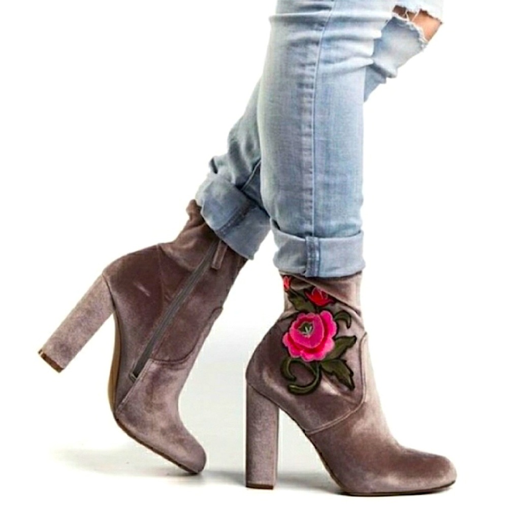 STEVE MADDEN 'Edition' Velvet Floral Bootie 10M
